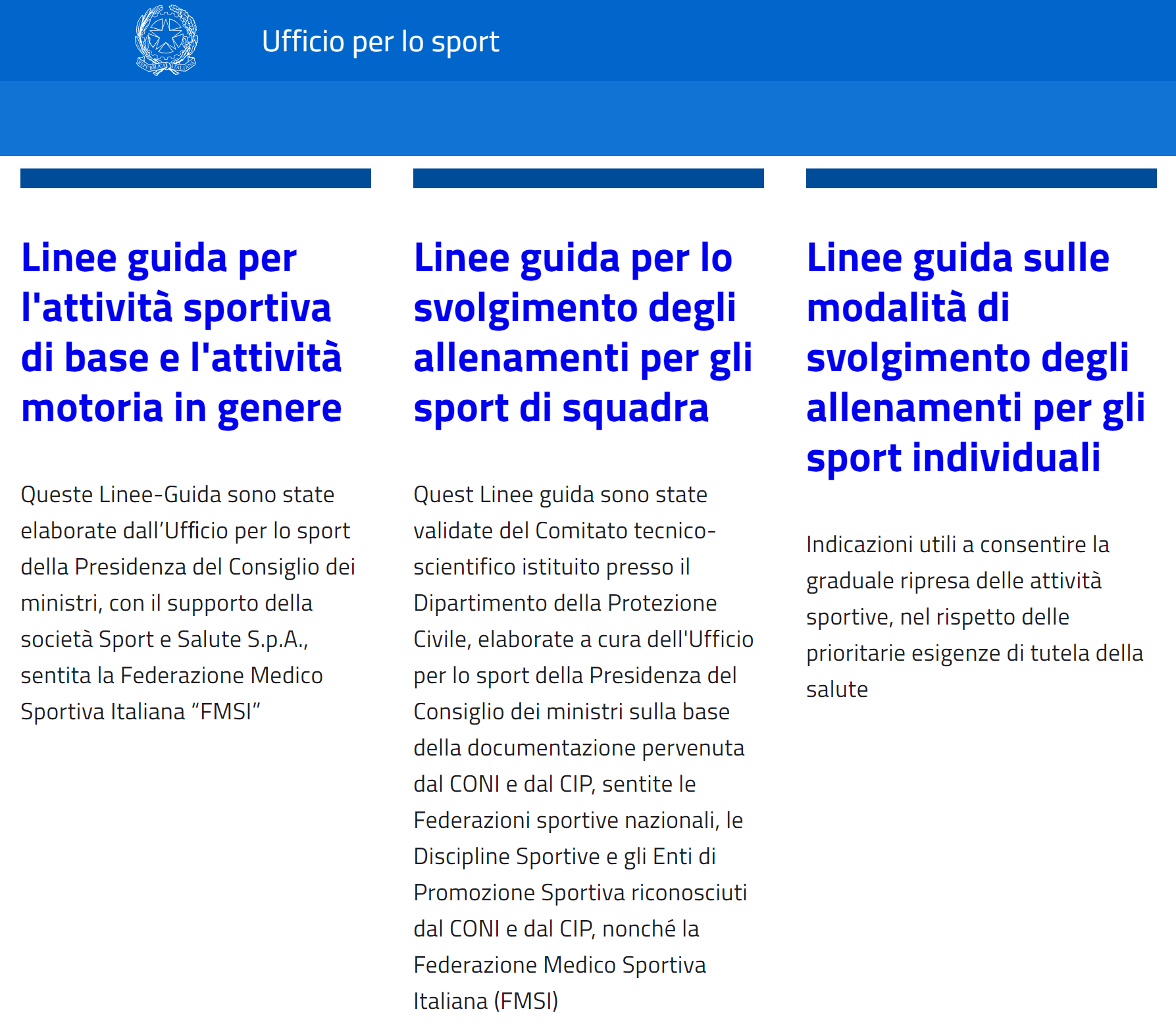lo sport riparte: linee guida del governo